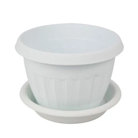 Кашпо 800мл пластик АФРОДИТА №1 белый с поддоном (96)