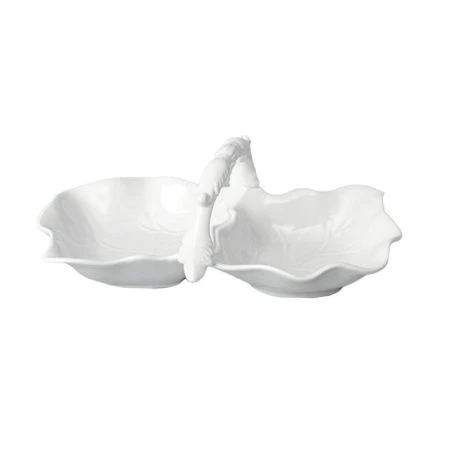 Менажница с ручкой 2 секции 25*13*9,5см керамика (12)