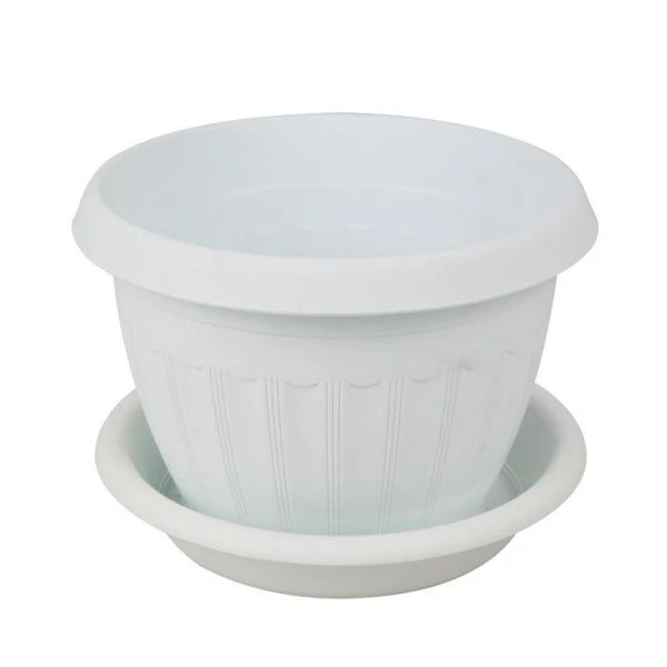 Кашпо 800мл пластик АФРОДИТА №1 белый с поддоном (96)