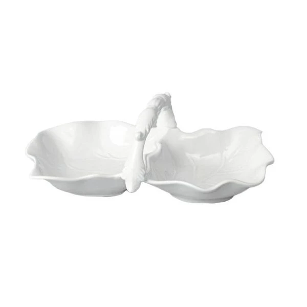 Менажница с ручкой 2 секции 25*13*9,5см керамика (12)