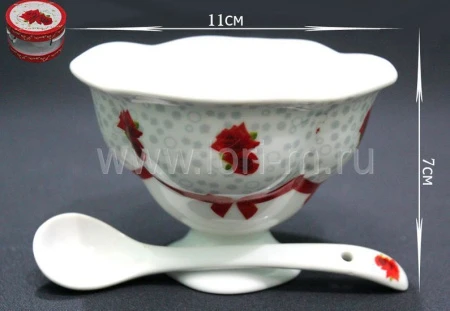 Креманка фарфор с ложкой подар.уп. (36)