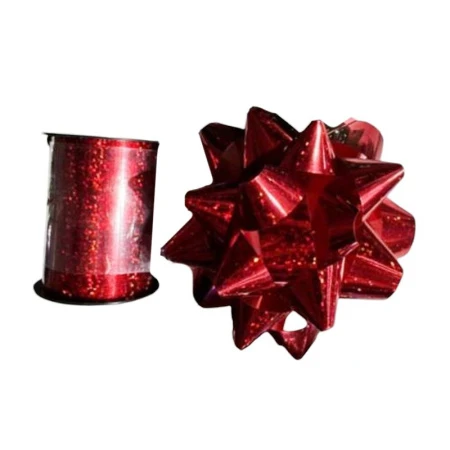 Набор для упаковки подарков (лента упаковочная 10мм*10м и бант) красная (360) JC-17116