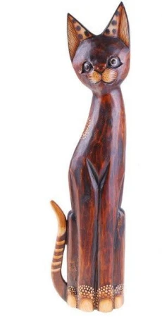 яяяФигурка Кошка с пятнистыми ушами 60см ACA825S дерево   687657