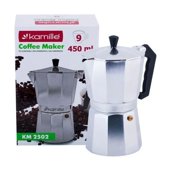 Кофеварка гейзерная 450мл на 9 чашек алюминий арт.2502 (24)