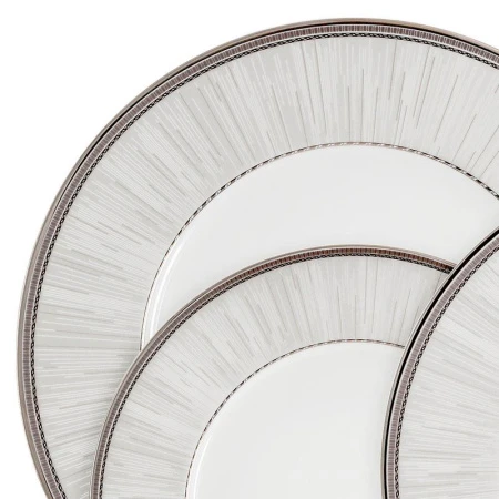 Столовый набор 27пр фарфор БАККАРА на 6 персон серо-белый с серебристым кантом Полосы AL-I120815G-27