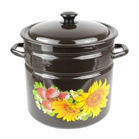 Кастрюля 12л эмаль коричневая с рис. цилиндрическая борт. 41804-242/6-У (2)