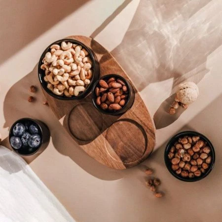 Менажница 4 секции 90/90/135/200мл керамика на дер.подставке 28*16*1,5см Alturo ALT-02 (12)