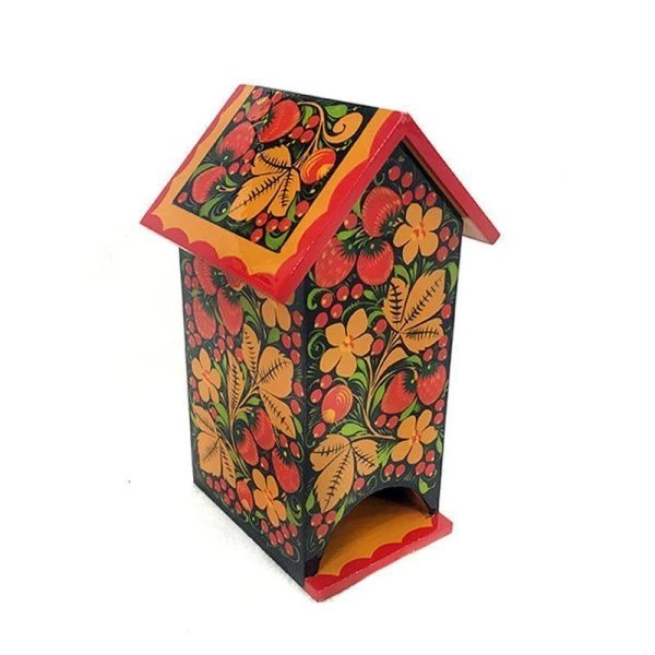 Подставка под чайный пакетик Домик с хохломской росписью (1)