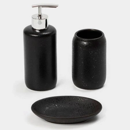 Набор для ванной "Венера", 3 предмета (мыльница, дозатор для мыла, стакан), цвет черный 4481949