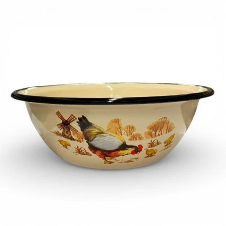 Миска 800мл эмаль ПОДВОРЬЕ слон.кость с рис. 40304-062/5 (20)