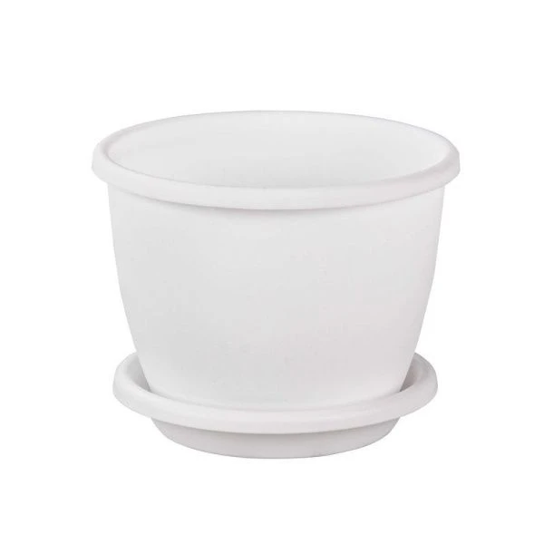 Горшок цветочный 500мл пластик АФИНА с поддоном белый (35)