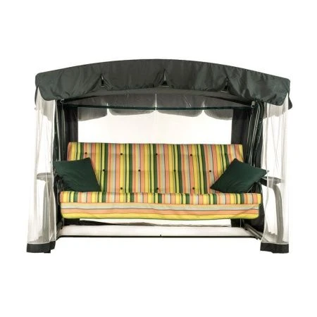 Качели садовые САВАННА 4-х местные (до 320кг) каркас антрацит, рис.Полоска 266,5*144*186см Olsa, арт