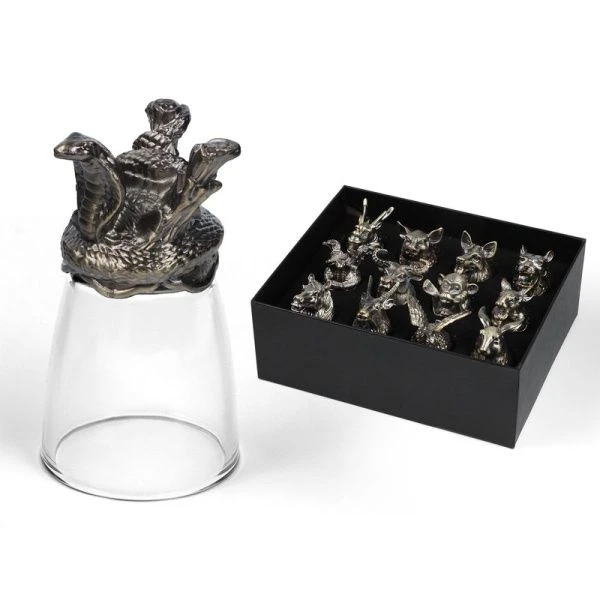 Набор рюмок-перевёртышей стекло/металл 12шт. 30мл Настоящему мужчине (20)