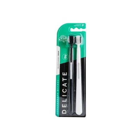 Зубная щетка пластик (набор 2шт.) DR.SAFE РР-РBT Duo черная/белая (12/144)