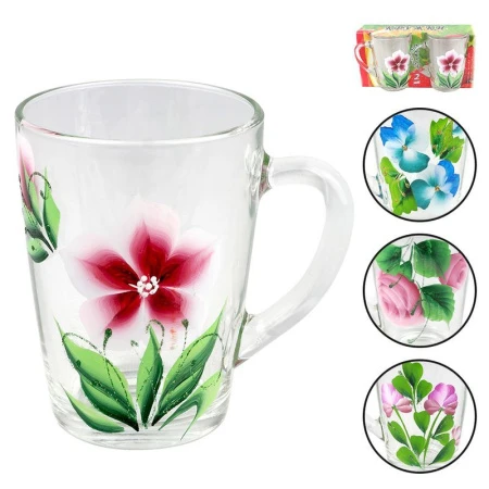 Кружки набор 2пр 300мл стекло МАКИ