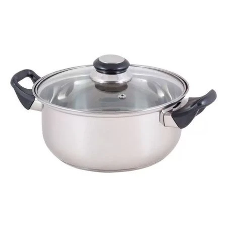 Кастрюля 2,8л нерж.сталь со стекл.крышкой бакелит.ручки 3-х сл.капс.дно BAK-03 (8)