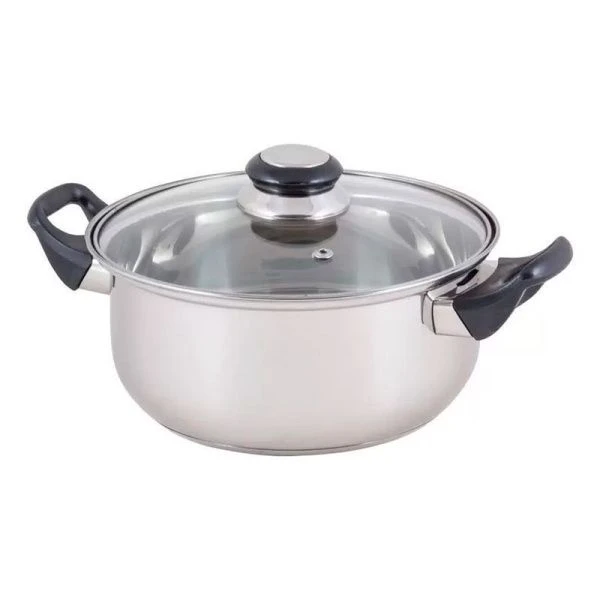 Кастрюля 2,8л нерж.сталь со стекл.крышкой бакелит.ручки 3-х сл.капс.дно BAK-03 (8)