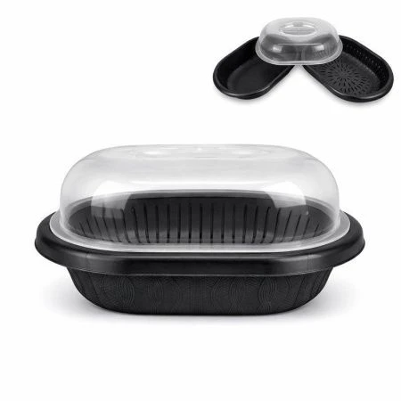 Хлебница универсальная 3 в 1 (хлебница, салатница, дуршлаг) 30*21*13,5см пластик черная ХПУ-3в1 (35)