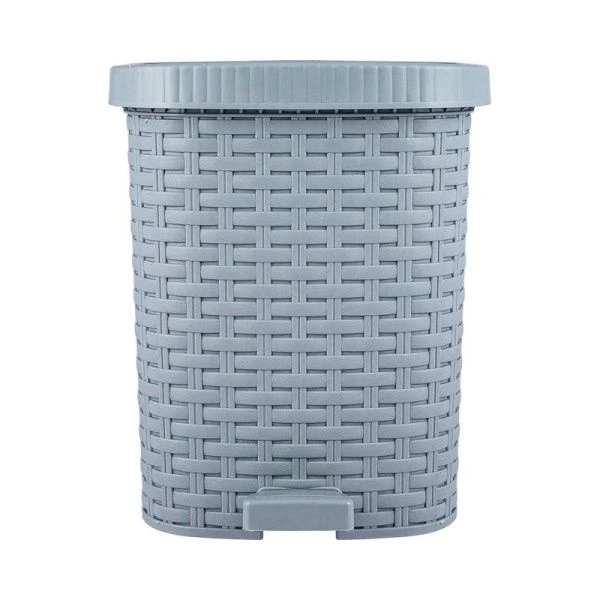 Ведро для мусора 12л пластик АРТЛАЙН серый с педалью (3)