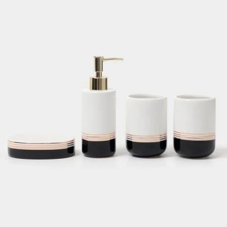 Набор для ванной "Лили", 4 предмета (мыльница, дозатор для мыла, 2 стакана), цвет черный   4330029