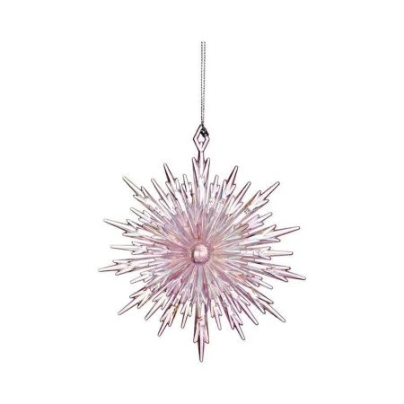Игрушка новогодняя на елку ЗВЕЗДА 13см пластик розовая (24/288)