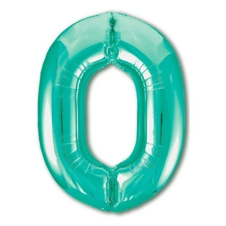 Шар фольгированный Цифра 0 Бискайский зеленый 40" (102см) Slim