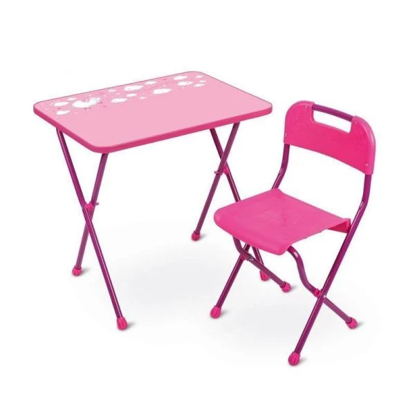 Комплект (стол 580, стул) металл/пластик АЛИНА КА2 розовый (1)