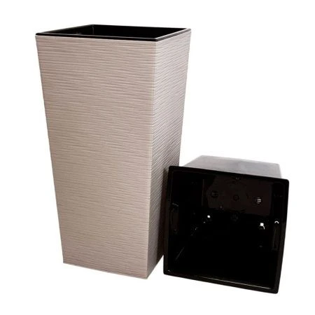 Горшок цветочный 43л 30,5*62см пластик ФИНЕЗИЯ ДЖУТ с вкладкой 20л фраппе (1)