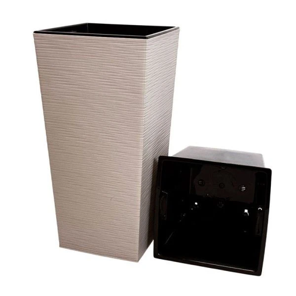 Горшок цветочный 43л 30,5*62см пластик ФИНЕЗИЯ ДЖУТ с вкладкой 20л фраппе (1)