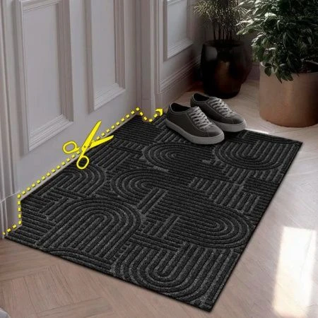 Коврик придверный полиэстер/ПВХ 50*100см влаговпитывающий ЛАБИРИНТ icarpet  с тиснением чёрный гран