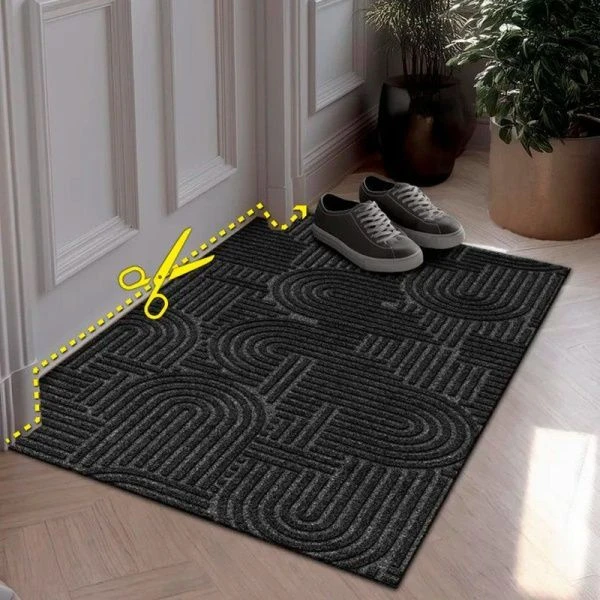 Коврик придверный полиэстер/ПВХ 50*100см влаговпитывающий ЛАБИРИНТ icarpet  с тиснением чёрный гран