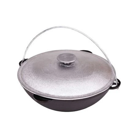 Казан 8л чугун с алюминиевой крышкой 36см h20см татарский Туризм (1)