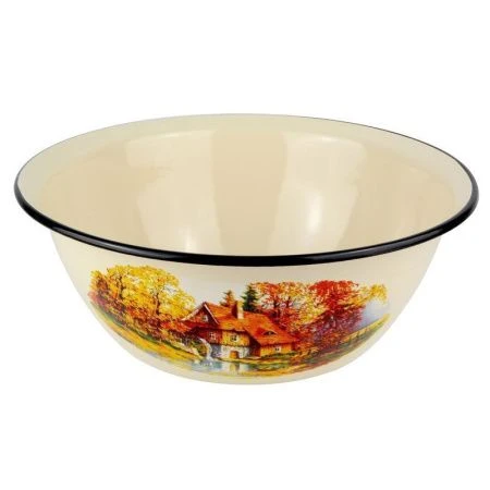 Миска 4л эмаль СТАРАЯ МЕЛЬНИЦА слон.кость с рис. 40304-142/5 (14)