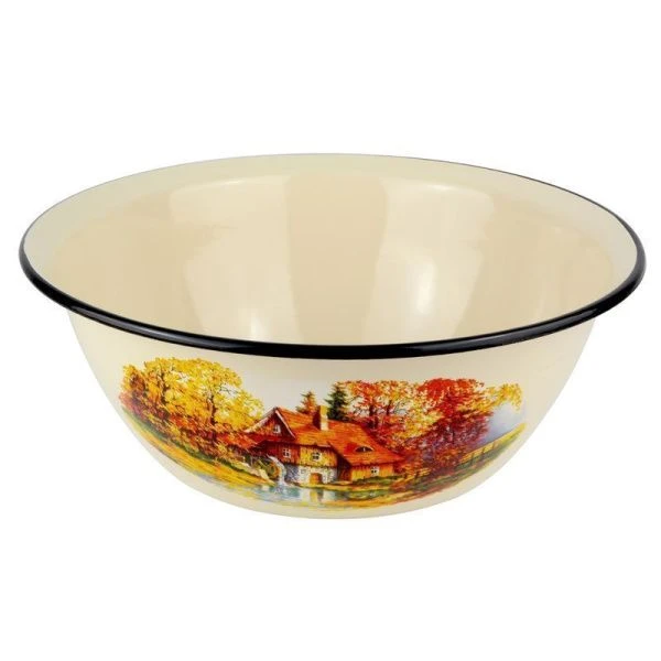 Миска 4л эмаль СТАРАЯ МЕЛЬНИЦА слон.кость с рис. 40304-142/5 (14)