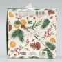 Коробка новогодняя подарочная складная картон Новогодние ветки 10*10*10см Коробка новогодняя подарочная складная картон Новогодние ветки 10*10*10см