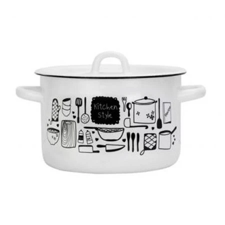 Кастрюля 3л эмаль KITCHEN белая с рис. 01-1612/4 (4)
