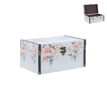 Шкатулка Сундук дерево/текстиль 30*19*15см Прованс. Чайная роза (6)