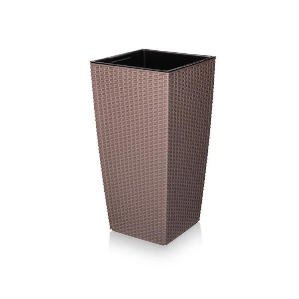 Кашпо 17л 29,5*29,5*56,5см пластик Camellia ротанг серо-коричневый (2)