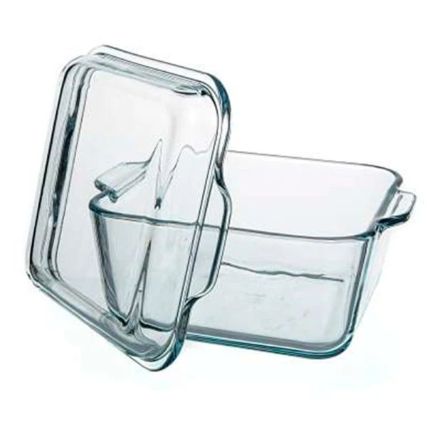 Кастрюля для запекания 1000мл стекло БОРКАМ квадратная с крышкой (6)