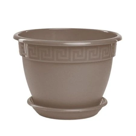 Горшок цветочный 1,6л d17см пластик АНТИК фраппе с поддоном 5ПЛ0442 (35)