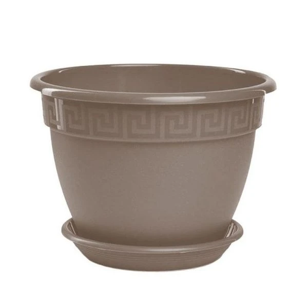 Горшок цветочный 1,6л d17см пластик АНТИК фраппе с поддоном 5ПЛ0442 (35)
