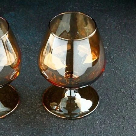 Бокалы для коньяка набор 2шт 400мл стекло ЗОЛОТОЙ МЕД (4/6)