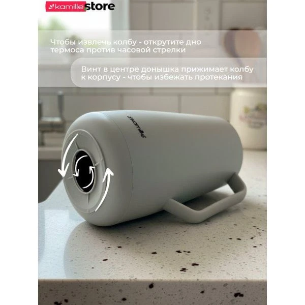 Термос конференционный 1500мл. пластиковый со стеклянной колбой (белый)(2011WH) (12)