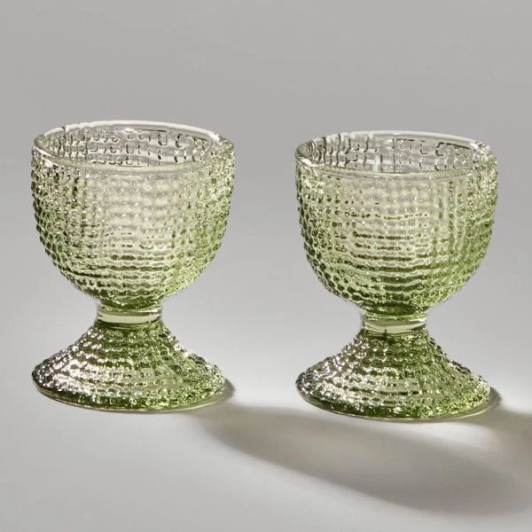 Набор подставок под яйцо 2шт 5,5*6см стекло Tempo green (36)