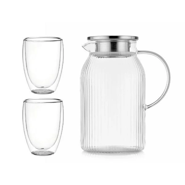 Набор питьевой 3пр (кувшин 1800мл с мет.крышкой, стаканы 2шт. 350мл) стекло (6)