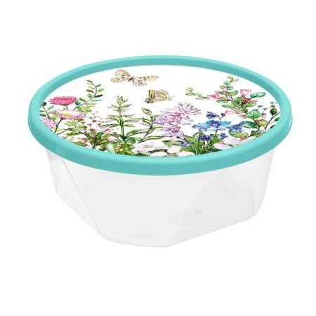 Банка для сыпучих продуктов 400мл пластик Цветущий луг светло-зеленый (24) 223110617/01