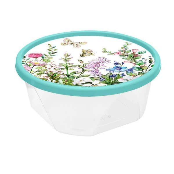 Банка для сыпучих продуктов 400мл пластик Цветущий луг светло-зеленый (24) 223110617/01