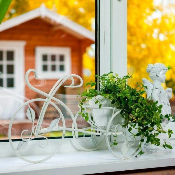 Подставка на 1 цветок 34*23*53см металл ВЕЛОСИПЕД белая 14-861 B