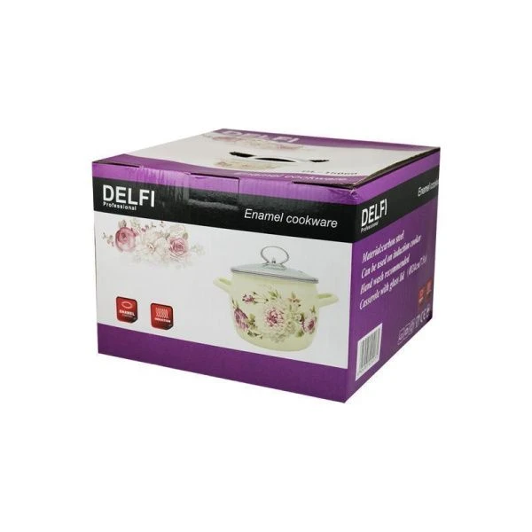 Кастрюля 5,5л эмаль Pions со стекл.крышкой 22см индукция DL14060 (8)