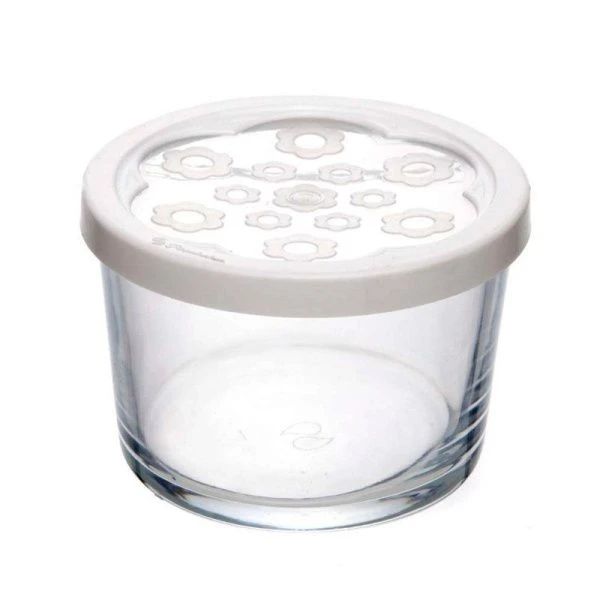 Банка 220мл стекло БЕЙСИК с белой пласт.крышкой (12)